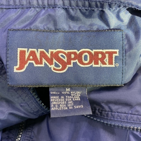 Vintage Jansport Navy Blue  Nylon Windbreaker Jacket Medium - Picture 3 of 7